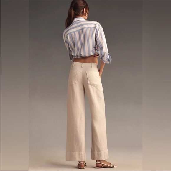 Velvet by Graham & Spencer Dru Beige Neutral wide Leg Linen Pants - Picture 2 of 8
